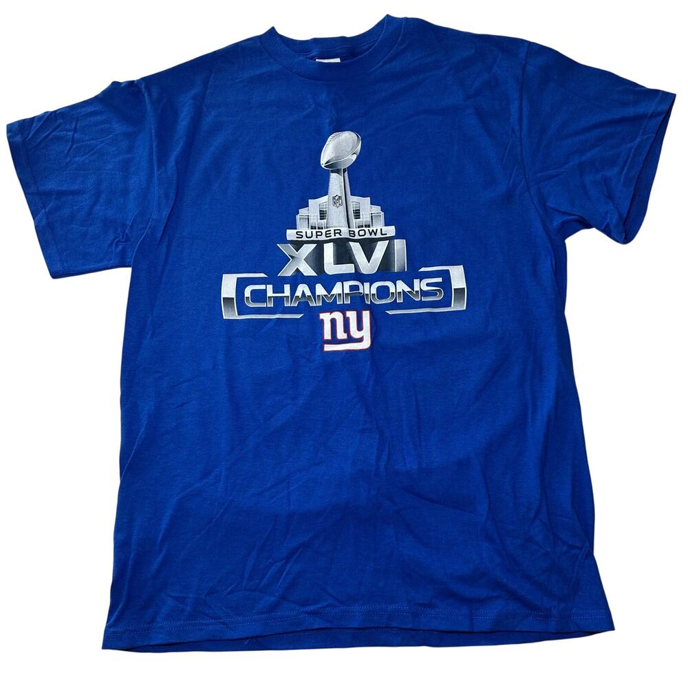 New York Giants Super Bowl XLVI Champions NFL Signatures T-Shirt Size Large